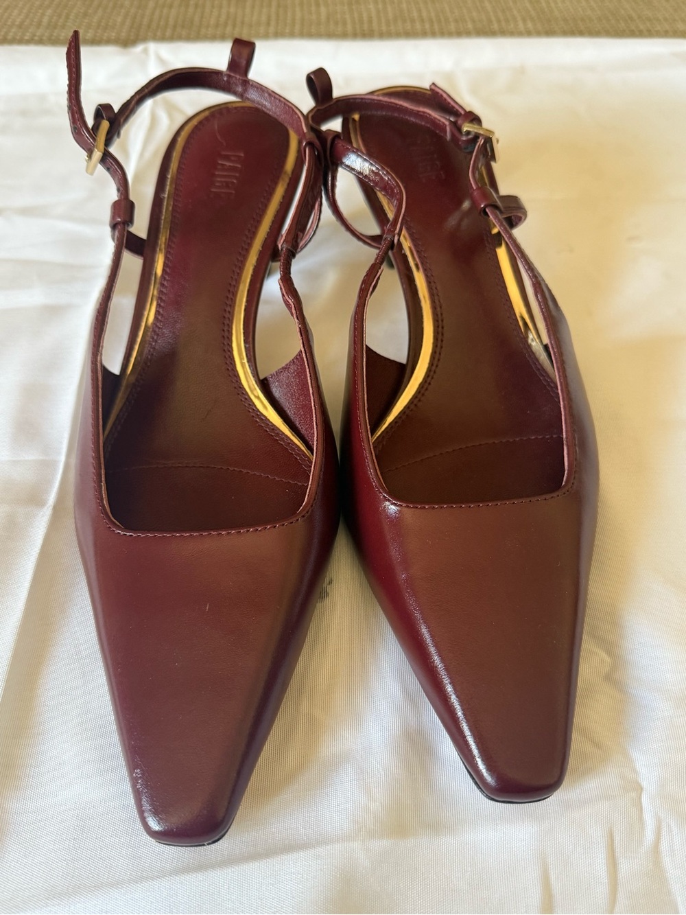PAIGE Women's Burgundy Leather Slingback Mules